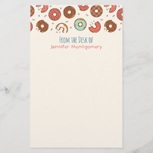 Retro Donut Muster Niedlicher Farbstil Briefpapier