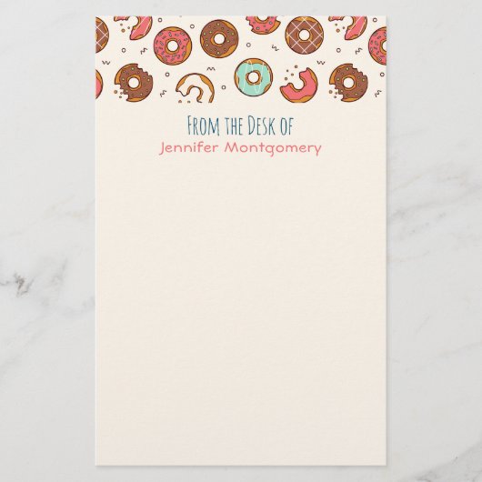 Retro Donut Muster Niedlicher Farbstil Briefpapier (Vorderseite)