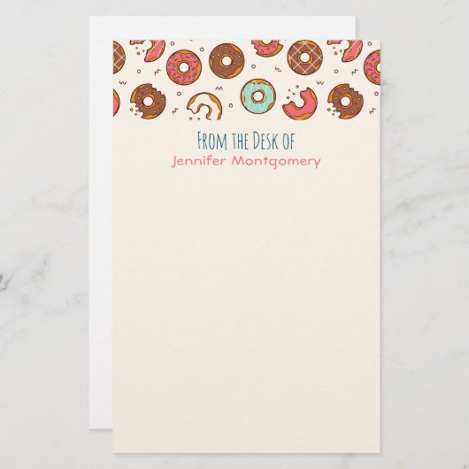 Retro Donut Muster Niedlicher Farbstil Briefpapier (Vorne/Hinten)