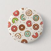 Retro Donut Muster Niedlicher Farbstil Button (Vorderseite)
