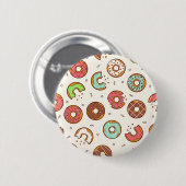 Retro Donut Muster Niedlicher Farbstil Button (Vorne & Hinten)