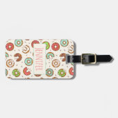 Retro Donut Muster Niedlicher Farbstil Gepäckanhänger (Vorderseite horizontal)