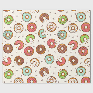 Retro Donut Muster Niedlicher Farbstil Geschenkpapier