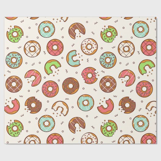 Retro Donut Muster Niedlicher Farbstil Geschenkpapier (Flach)