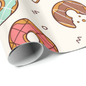 Retro Donut Muster Niedlicher Farbstil Geschenkpapier (Rolleneckpunkt)