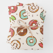 Retro Donut Muster Niedlicher Farbstil Geschenkpapier Set (Beispiel)