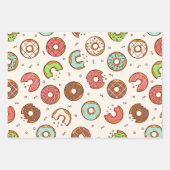 Retro Donut Muster Niedlicher Farbstil Geschenkpapier Set (Vorderseite)