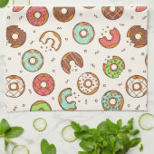 Retro Donut Muster Niedlicher Farbstil Geschirrtuch (Gefaltet)