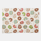 Retro Donut Muster Niedlicher Farbstil Geschirrtuch (Horizontal)
