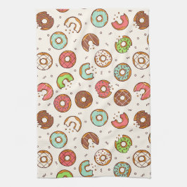 Retro Donut Muster Niedlicher Farbstil Geschirrtuch