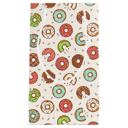 Retro Donut Muster Niedlicher Farbstil Kleine Geschenktüte (Vorderseite)