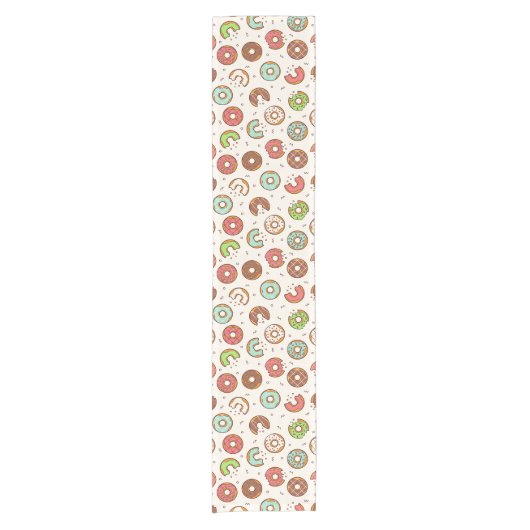 Retro Donut Muster Niedlicher Farbstil Kurzer Tischläufer (Vorderseite)