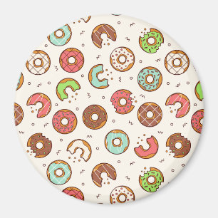 Retro Donut Muster Niedlicher Farbstil Magnet
