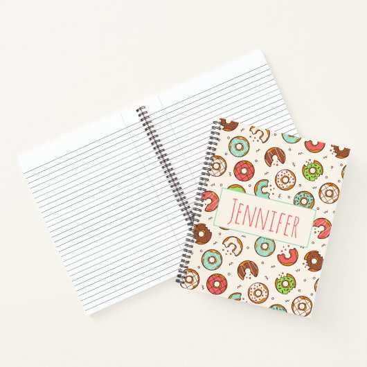 Retro Donut Muster Niedlicher Farbstil Notizblock (Innenseite)