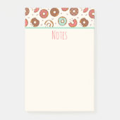 Retro Donut Muster Niedlicher Farbstil Post-it Klebezettel (Vorderseite)