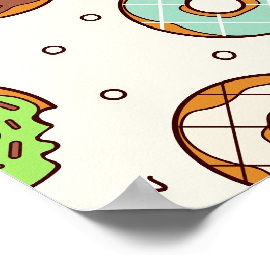 Retro Donut Muster Niedlicher Farbstil Poster (Ecke)