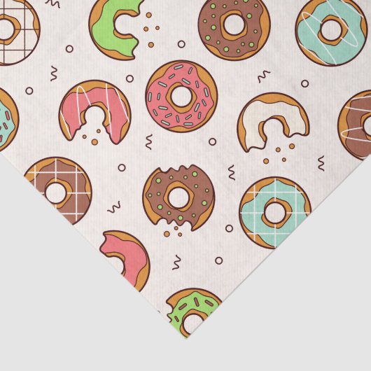 Retro Donut Muster Niedlicher Farbstil Seidenpapier (Ausschnitt)