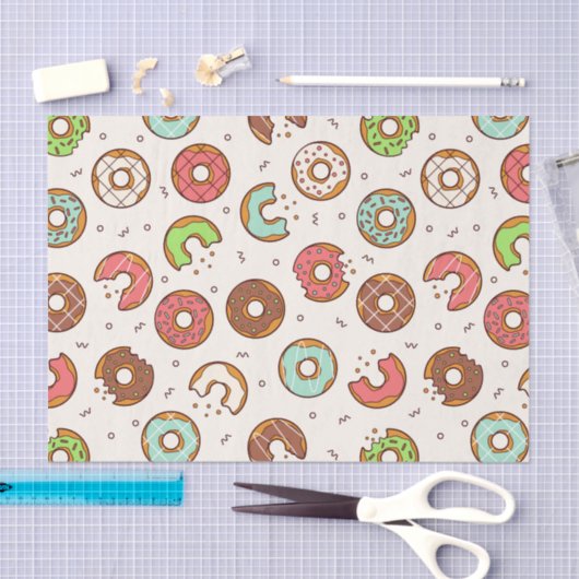 Retro Donut Muster Niedlicher Farbstil Seidenpapier (Handwerk)