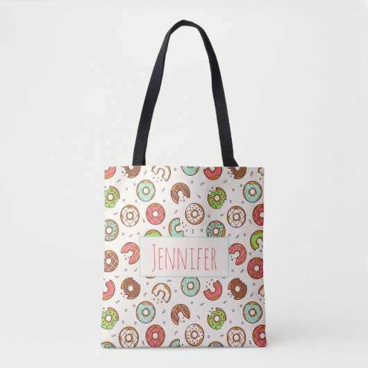 Retro Donut Muster Niedlicher Farbstil Tasche (Vorderseite)