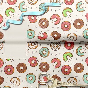 Retro Donut Muster White Seidenpapier