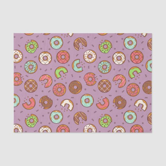 Retro Donut Pattern Berry Seidenpapier (Vorderseite)
