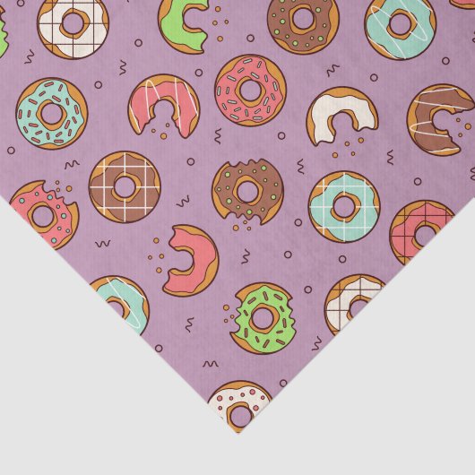 Retro Donut Pattern Berry Seidenpapier (Ausschnitt)