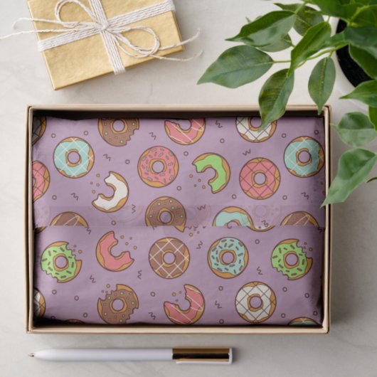 Retro Donut Pattern Berry Seidenpapier (Geschenk)