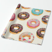 Retro Donut Pattern Geschenkpapier (Ungerollt)