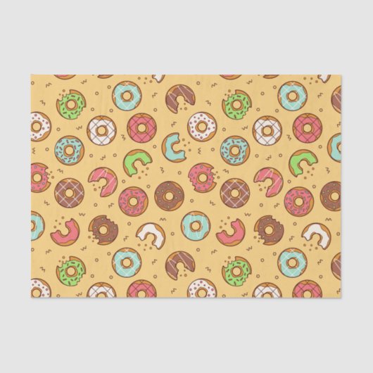 Retro Donut Pattern Orange Seidenpapier (Vorderseite)