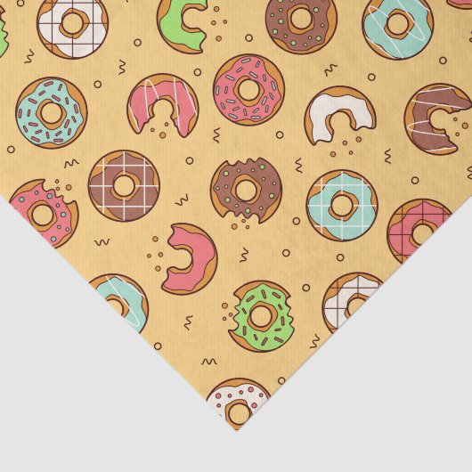 Retro Donut Pattern Orange Seidenpapier (Ausschnitt)