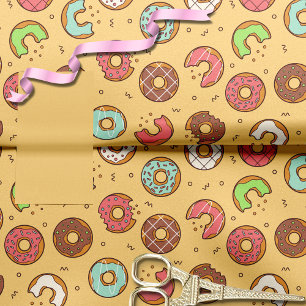 Retro Donut Pattern Orange Seidenpapier