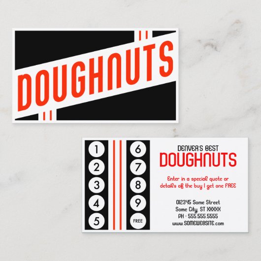 Retro Donuts Briefmarke Treuekarte (Vorne/Hinten)