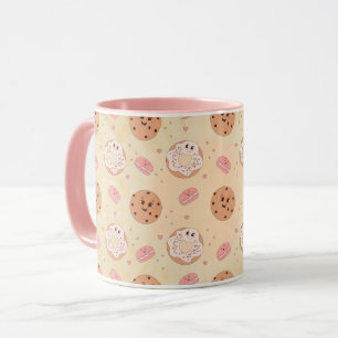 Retro-Donuts- und -Cookies-Muster Tasse