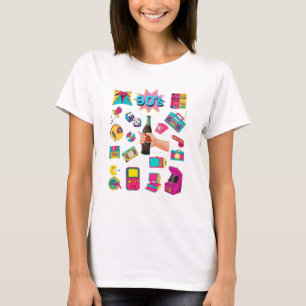 Retro-Doodle-Aufkleber-Collage-Grafik-T-Shirt T-Shirt