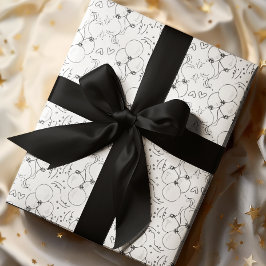 Retro Doodle Balloon & Hearts Happy Birthday Geschenkpapier