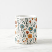 Retro Doodle Blume Botanische Blumenmuster Kaffeetasse (Mittel)