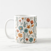 Retro Doodle Blume Botanische Blumenmuster Kaffeetasse (Links)