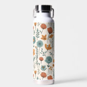 Retro Doodle Blume Botanische Blumenmuster Trinkflasche (Vorne)