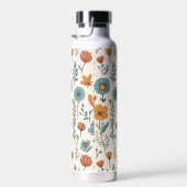 Retro Doodle Blume Botanische Blumenmuster Trinkflasche (Rechts)