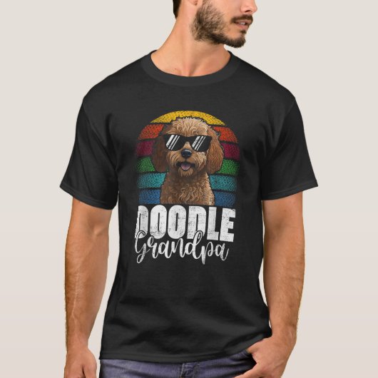 Retro Doodle Grandpa Goldendoodle Dog Lover Father T-Shirt (Vorderseite)