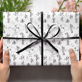 Retro Doodle Modern Balloon Happy Birthday Geschenkpapier