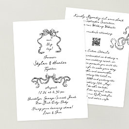 Retro Doodle Ribbon All in one UAwg Detail Hochzei Einladung