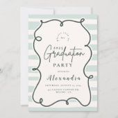 Retro Doodle Wavy Frame Abschluss Einladung (Vorderseite)