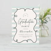 Retro Doodle Wavy Frame Abschluss Einladung (Stehend Vorderseite)