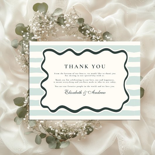 Retro Doodle Wavy Frame Wedding Dankeskarte