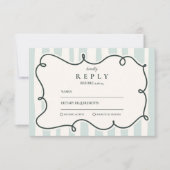 Retro Doodle Wavy Frame Wedding RSVP Karte (Vorderseite)