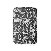 Retro Doodle Wavy Lines: Monochrom Badematte (Vorderseite Vertikal)