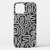 Retro Doodle Wavy Lines: Monochrom Case-Mate iPhone Hülle (Rückseite)