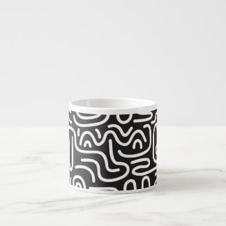 Retro Doodle Wavy Lines: Monochrom Espressotasse