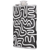 Retro Doodle Wavy Lines: Monochrom Flachmann (Links)